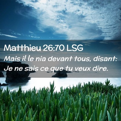 Picture 02 - Matthieu 26:70 LSG - Mais il le nia devant tous, disant: Je ne sais ce - Bible Verse Picture