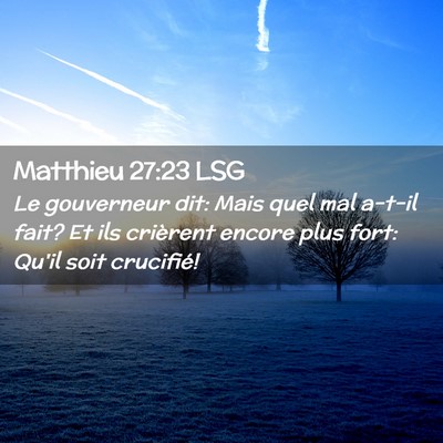 Picture 02 - Matthieu 27:23 LSG - Le gouverneur dit: Mais quel mal a-t-il fait? Et - Bible Verse Picture