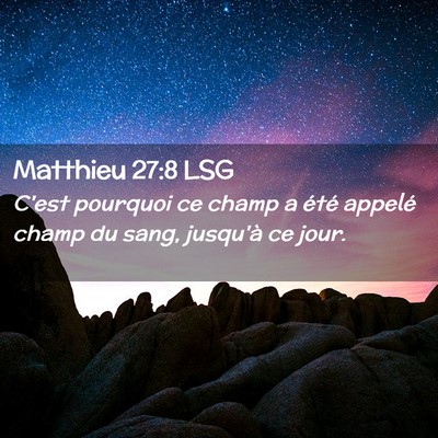 Picture 02 - Matthieu 27:8 LSG - C'est pourquoi ce champ a été appelé champ du - Bible Verse Picture