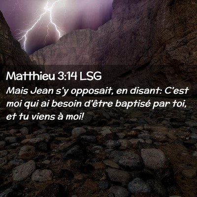 Picture 02 - Matthieu 3:14 LSG - Mais Jean s'y opposait, en disant: C'est moi qui - Bible Verse Picture