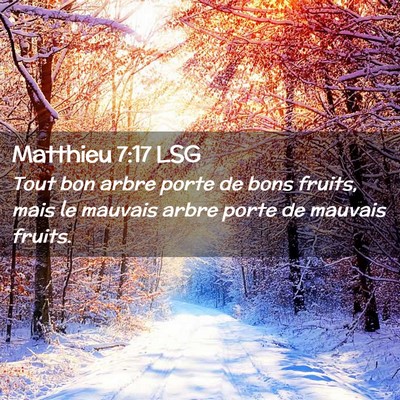 Picture 02 - Matthieu 7:17 LSG - Tout bon arbre porte de bons fruits, mais le - Bible Verse Picture