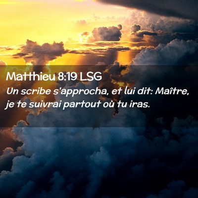 Picture 02 - Matthieu 8:19 LSG - Un scribe s'approcha, et lui dit: Maître, je te - Bible Verse Picture