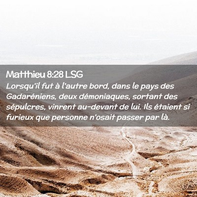 Picture 02 - Matthieu 8:28 LSG - Lorsqu'il fut à l'autre bord, dans le pays des - Bible Verse Picture