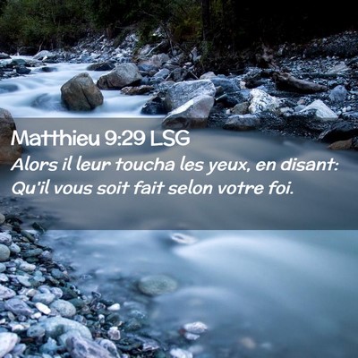 Picture 02 - Matthieu 9:29 LSG - Alors il leur toucha les yeux, en disant: Qu'il - Bible Verse Picture