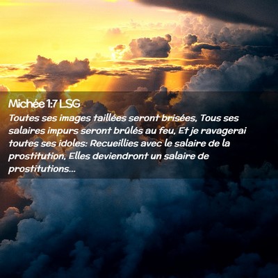Picture 02 - Michée 1:7 LSG - Toutes ses images taillées seront brisées, Tous - Bible Verse Picture