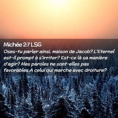 Picture 02 - Michée 2:7 LSG - Oses-tu parler ainsi, maison de Jacob? L'Eternel - Bible Verse Picture