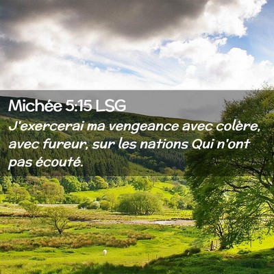 Picture 02 - Michée 5:15 LSG - J'exercerai ma vengeance avec colère, avec - Bible Verse Picture