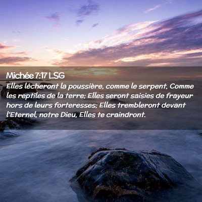 Picture 02 - Michée 7:17 LSG - Elles lécheront la poussière, comme le serpent, - Bible Verse Picture