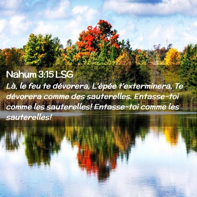 Picture 02 - Nahum 3:15 LSG - Là, le feu te dévorera, L'épée t'exterminera, - Bible Verse Picture