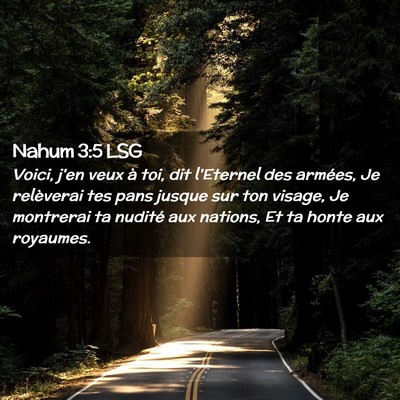 Picture 02 - Nahum 3:5 LSG - Voici, j'en veux à toi, dit l'Eternel des - Bible Verse Picture