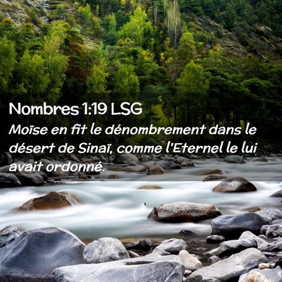 Picture 02 - Nombres 1:19 LSG - Moïse en fit le dénombrement dans le désert de - Bible Verse Picture