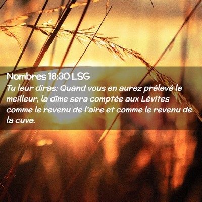 Picture 02 - Nombres 18:30 LSG - Tu leur diras: Quand vous en aurez prélevé le - Bible Verse Picture