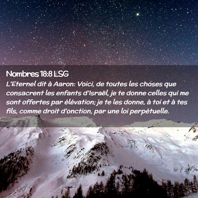 Picture 02 - Nombres 18:8 LSG - L'Eternel dit à Aaron: Voici, de toutes les - Bible Verse Picture
