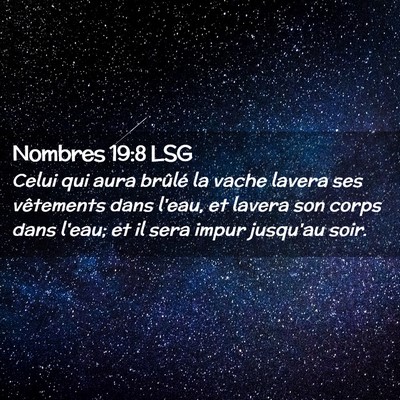 Picture 02 - Nombres 19:8 LSG - Celui qui aura brûlé la vache lavera ses - Bible Verse Picture
