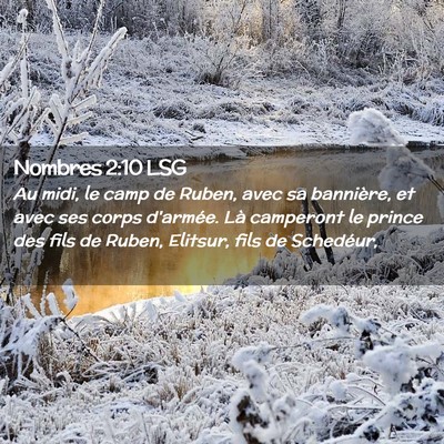 Picture 02 - Nombres 2:10 LSG - Au midi, le camp de Ruben, avec sa bannière, et - Bible Verse Picture