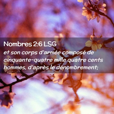 Picture 02 - Nombres 2:6 LSG - et son corps d'armée composé de - Bible Verse Picture