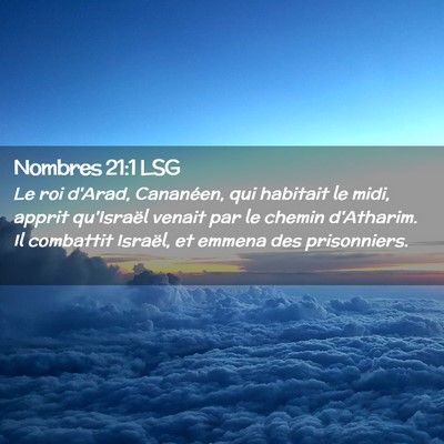 Picture 02 - Nombres 21:1 LSG - Le roi d'Arad, Cananéen, qui habitait le midi, - Bible Verse Picture