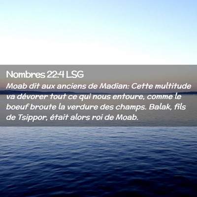 Picture 02 - Nombres 22:4 LSG - Moab dit aux anciens de Madian: Cette multitude - Bible Verse Picture