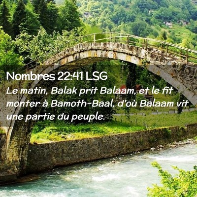 Picture 02 - Nombres 22:41 LSG - Le matin, Balak prit Balaam, et le fit monter à - Bible Verse Picture