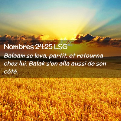 Picture 02 - Nombres 24:25 LSG - Balaam se leva, partit, et retourna chez lui. - Bible Verse Picture
