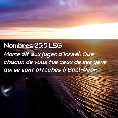 Picture 02 - Nombres 25:5 LSG - Moïse dit aux juges d'Israël: Que chacun de - Bible Verse Picture