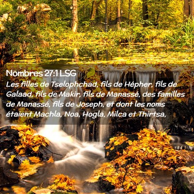 Picture 02 - Nombres 27:1 LSG - Les filles de Tselophchad, fils de Hépher, fils - Bible Verse Picture