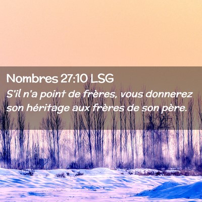 Picture 02 - Nombres 27:10 LSG - S'il n'a point de frères, vous donnerez son - Bible Verse Picture