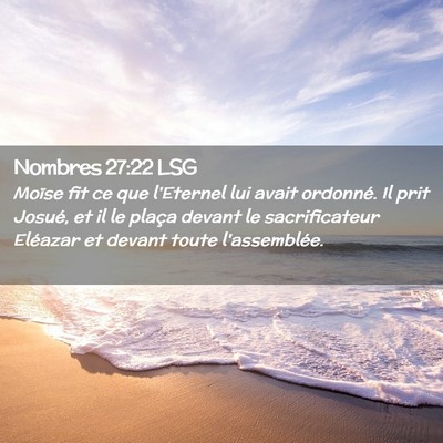 Picture 02 - Nombres 27:22 LSG - Moïse fit ce que l'Eternel lui avait ordonné. - Bible Verse Picture