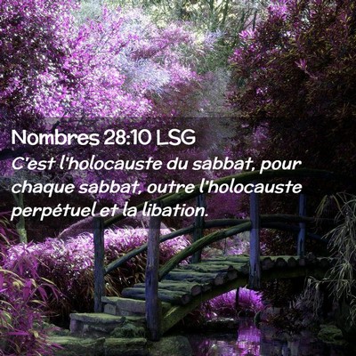 Picture 02 - Nombres 28:10 LSG - C'est l'holocauste du sabbat, pour chaque sabbat, - Bible Verse Picture