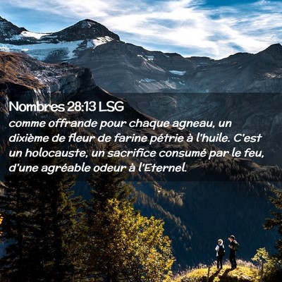 Picture 02 - Nombres 28:13 LSG - comme offrande pour chaque agneau, un dixième de - Bible Verse Picture