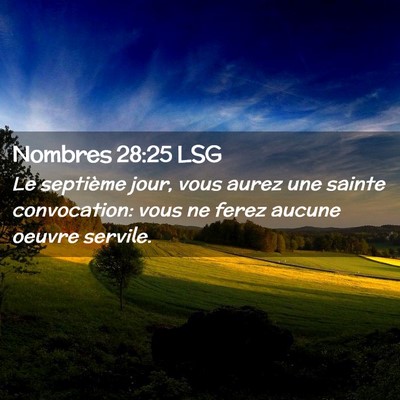 Picture 02 - Nombres 28:25 LSG - Le septième jour, vous aurez une sainte - Bible Verse Picture
