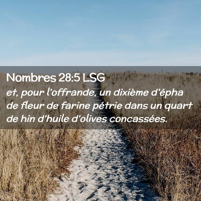 Picture 02 - Nombres 28:5 LSG - et, pour l'offrande, un dixième d'épha de fleur - Bible Verse Picture