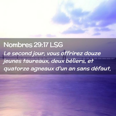 Picture 02 - Nombres 29:17 LSG - Le second jour, vous offrirez douze jeunes - Bible Verse Picture