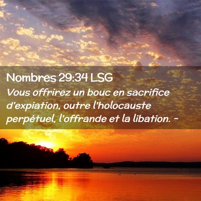 Picture 02 - Nombres 29:34 LSG - Vous offrirez un bouc en sacrifice d'expiation, - Bible Verse Picture