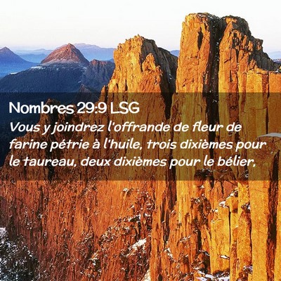 Picture 02 - Nombres 29:9 LSG - Vous y joindrez l'offrande de fleur de farine - Bible Verse Picture