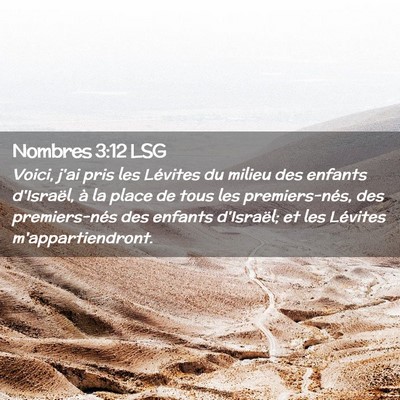 Picture 02 - Nombres 3:12 LSG - Voici, j'ai pris les Lévites du milieu des - Bible Verse Picture
