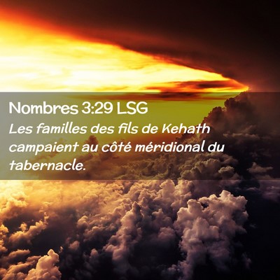 Picture 02 - Nombres 3:29 LSG - Les familles des fils de Kehath campaient au - Bible Verse Picture