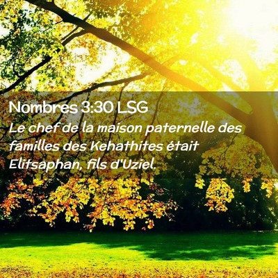 Picture 02 - Nombres 3:30 LSG - Le chef de la maison paternelle des familles des - Bible Verse Picture