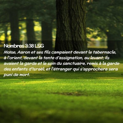 Picture 02 - Nombres 3:38 LSG - Moïse, Aaron et ses fils campaient devant le - Bible Verse Picture