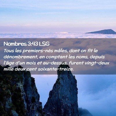 Picture 02 - Nombres 3:43 LSG - Tous les premiers-nés mâles, dont on fit le - Bible Verse Picture