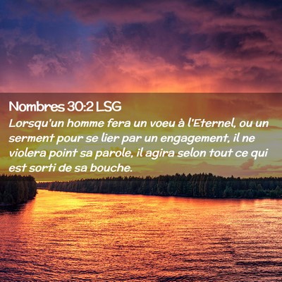 Picture 02 - Nombres 30:2 LSG - Lorsqu'un homme fera un voeu à l'Eternel, ou un - Bible Verse Picture