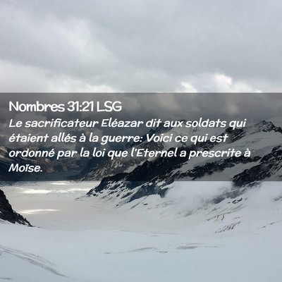 Picture 02 - Nombres 31:21 LSG - Le sacrificateur Eléazar dit aux soldats qui - Bible Verse Picture