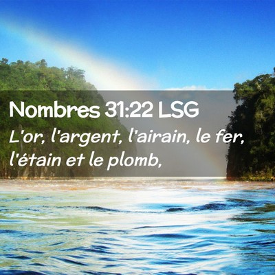 Picture 02 - Nombres 31:22 LSG - L'or, l'argent, l'airain, le fer, l'étain et le - Bible Verse Picture