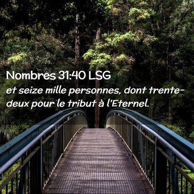 Picture 02 - Nombres 31:40 LSG - et seize mille personnes, dont trente-deux pour - Bible Verse Picture