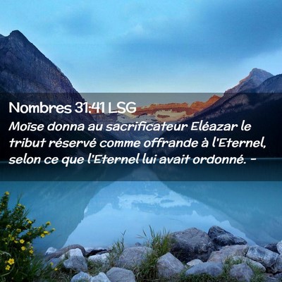 Picture 02 - Nombres 31:41 LSG - Moïse donna au sacrificateur Eléazar le tribut - Bible Verse Picture