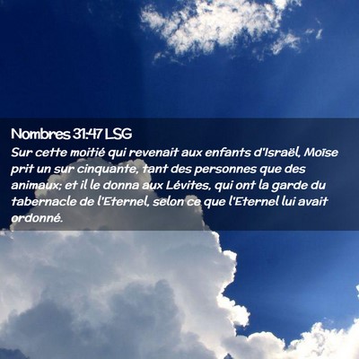 Picture 02 - Nombres 31:47 LSG - Sur cette moitié qui revenait aux enfants - Bible Verse Picture