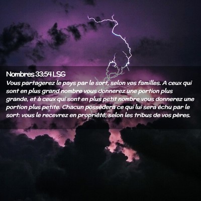 Picture 02 - Nombres 33:54 LSG - Vous partagerez le pays par le sort, selon vos - Bible Verse Picture