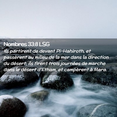 Picture 02 - Nombres 33:8 LSG - Ils partirent de devant Pi-Hahiroth, et - Bible Verse Picture