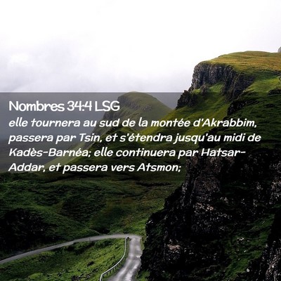 Picture 02 - Nombres 34:4 LSG - elle tournera au sud de la montée d'Akrabbim, - Bible Verse Picture