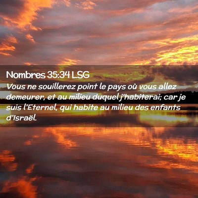 Picture 02 - Nombres 35:34 LSG - Vous ne souillerez point le pays où vous allez - Bible Verse Picture